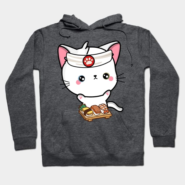 Sushi Chef Cute Angora Cat Hoodie by Pet Station